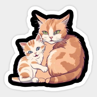 Cat, Kitten, Mom and Baby, Mothers Day Gift, Animal Lover Sticker